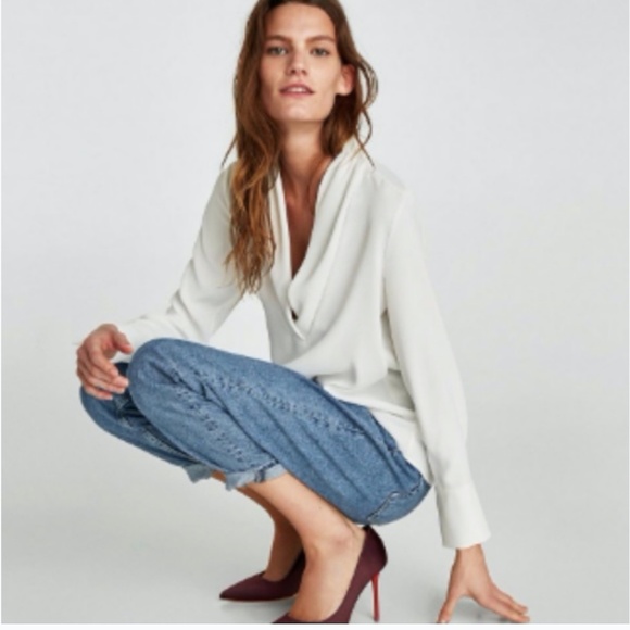 Zara white long sleeve blouse - Picture 4 of 6